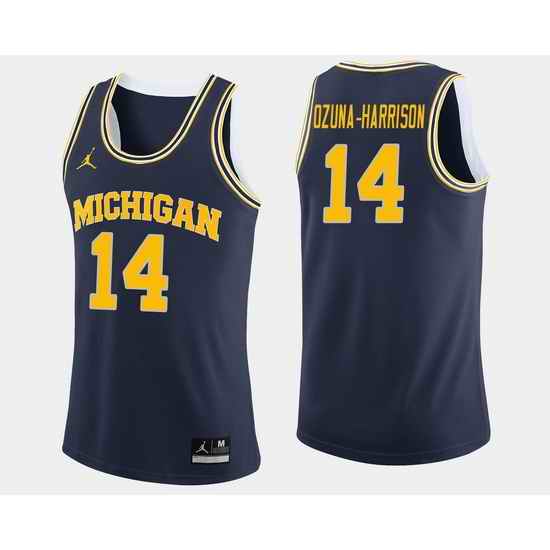 Men Michigan Wolverines Rico Ozuna Harrison Navy College Basketball Jersey
